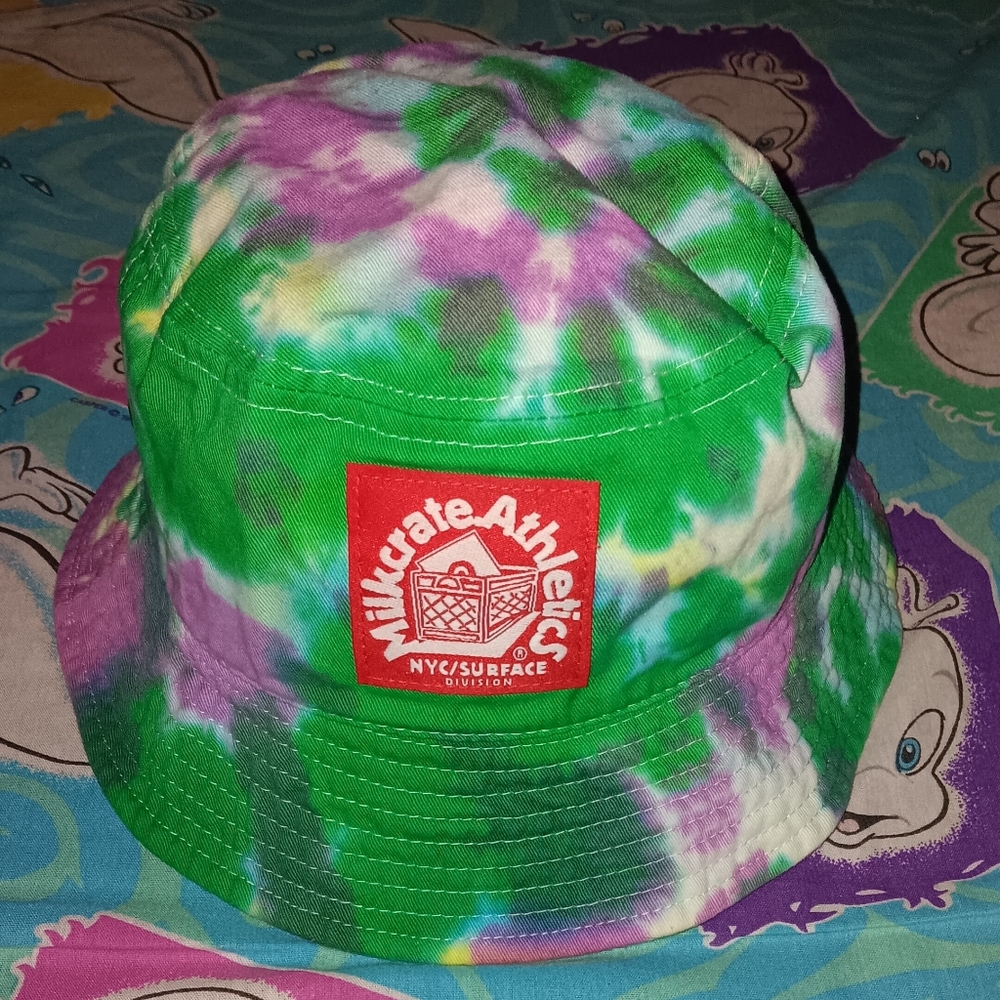 Y2K Milkcrate Athletics Vintage Tie Dye Bucket Hat Vintage Cap Rap Hip Hop
